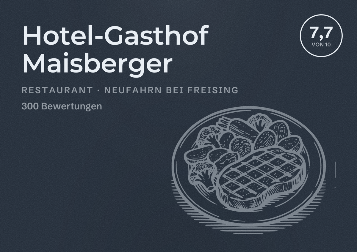 Illustriertes Poster von Hotel-Gasthof Maisberger, Restaurant in Neufahrn bei Freising: Bewertung 7,7 von 10 aus 300 Bewertungen