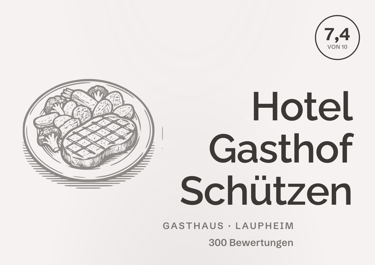 Illustriertes Poster von Hotel Gasthof Schützen, Gasthaus in Laupheim: Bewertung 7,4 von 10 aus 300 Bewertungen