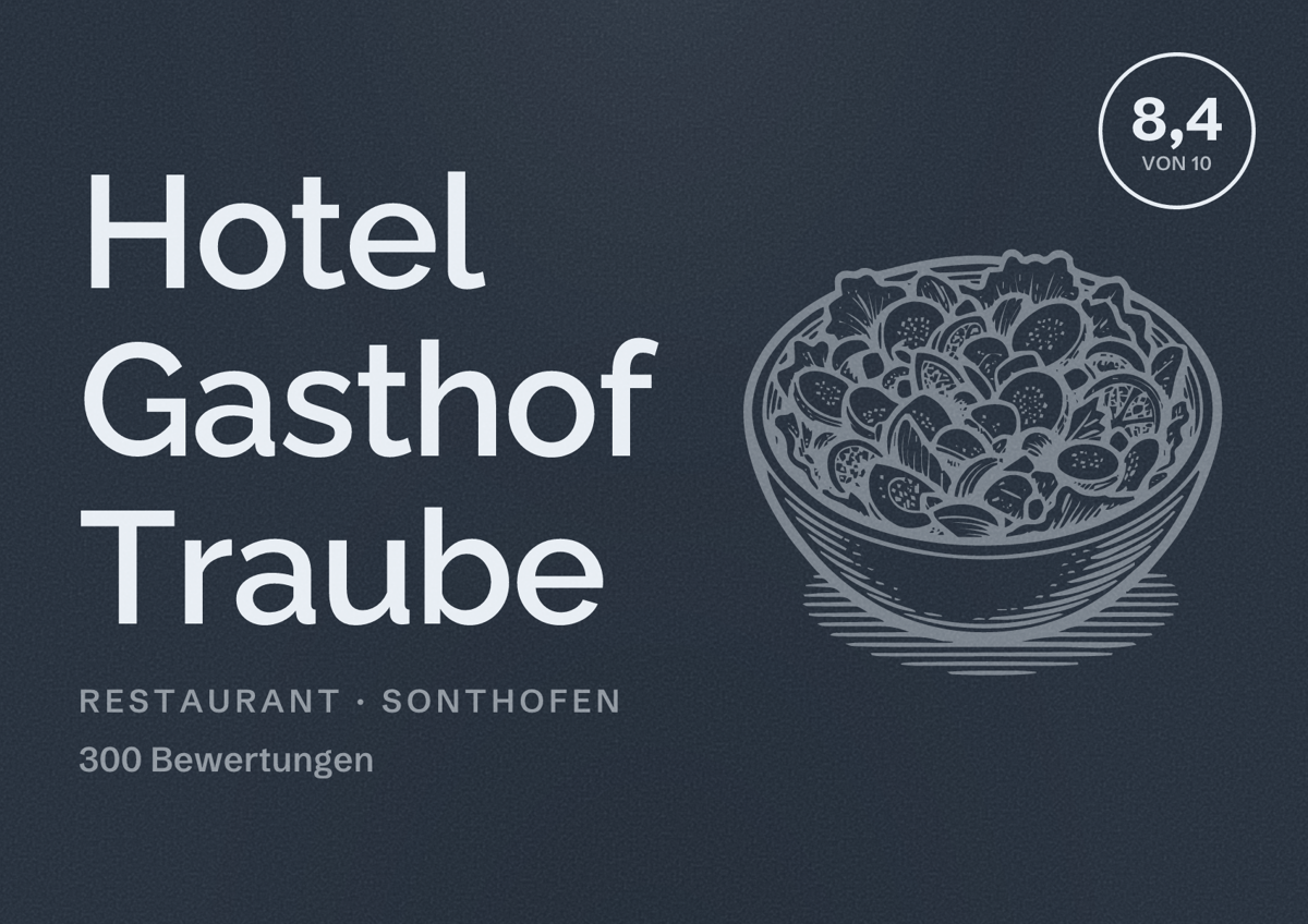Illustriertes Poster von Hotel Gasthof Traube, Restaurant in Sonthofen: Bewertung 8,4 von 10 aus 300 Bewertungen