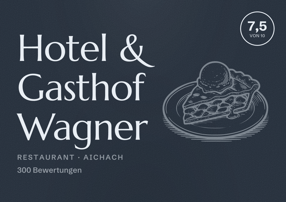 Illustriertes Poster von Hotel & Gasthof Wagner, Restaurant in Aichach: Bewertung 7,5 von 10 aus 300 Bewertungen