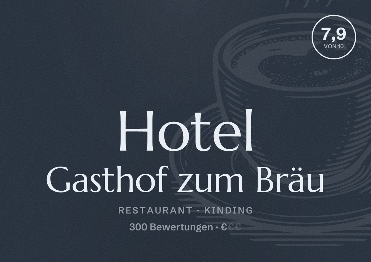 Illustriertes Poster von Hotel Gasthof zum Bräu, Restaurant in Kinding: Bewertung 7,9 von 10 aus 300 Bewertungen, Preisniveau €