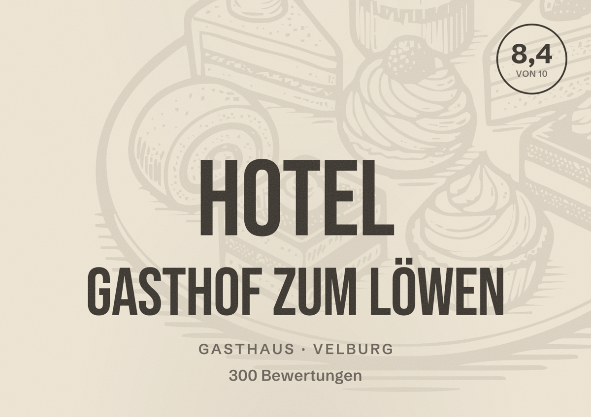 Illustriertes Poster von Hotel Gasthof Zum Löwen, Gasthaus in Velburg: Bewertung 8,4 von 10 aus 300 Bewertungen