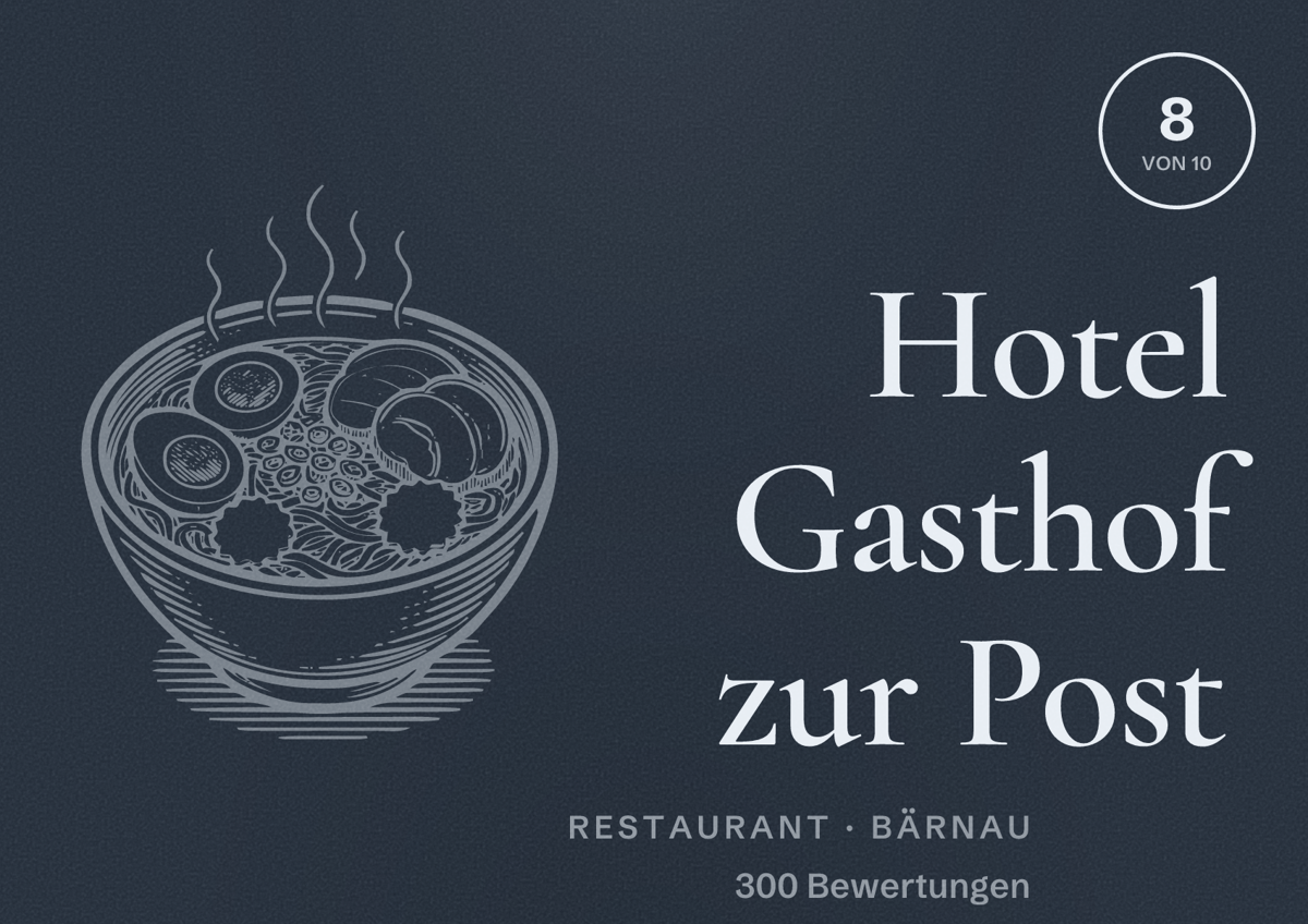 Illustriertes Poster von Hotel Gasthof zur Post, Restaurant in Bärnau: Bewertung 8 von 10 aus 300 Bewertungen