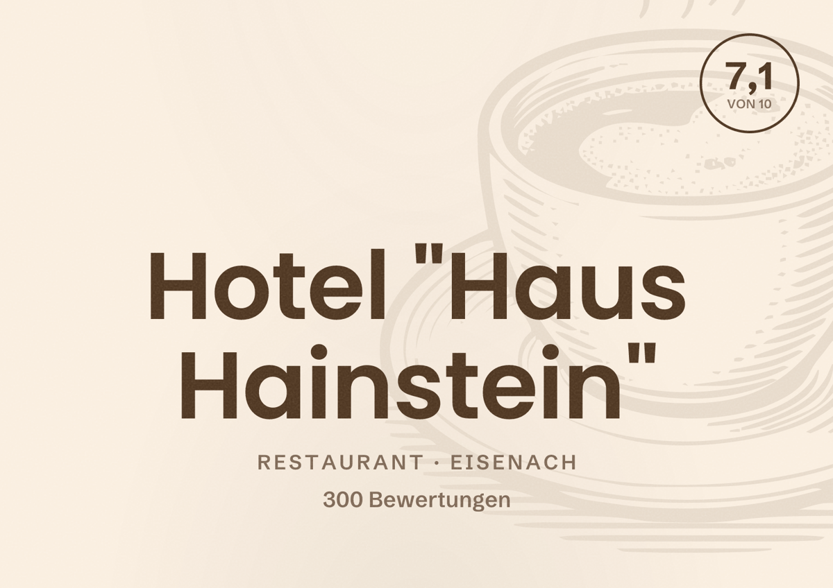 Illustriertes Poster von Hotel "Haus Hainstein", Restaurant in Eisenach: Bewertung 7,1 von 10 aus 300 Bewertungen