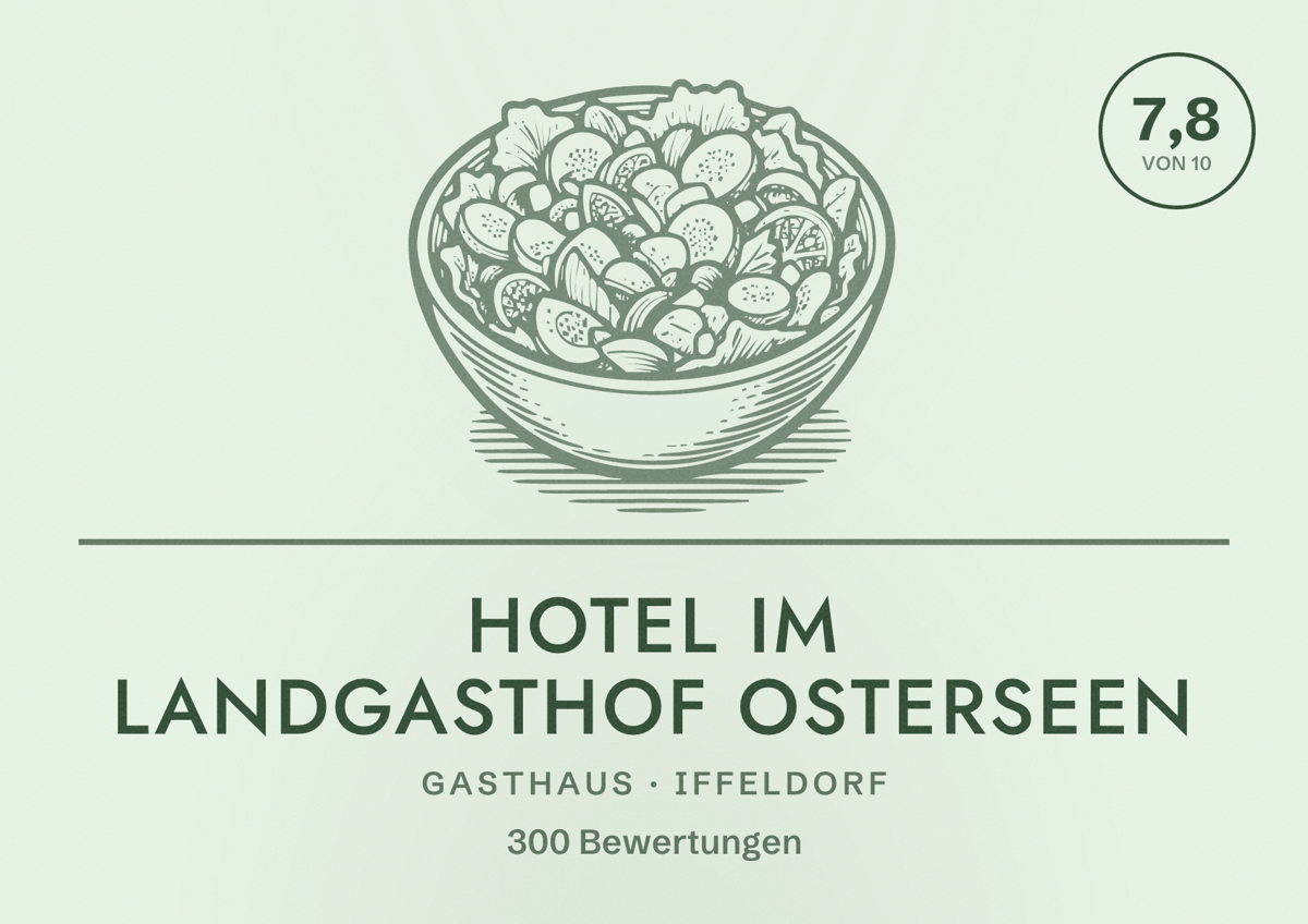 Illustriertes Poster von Hotel im Landgasthof Osterseen, Gasthaus in Iffeldorf: Bewertung 7,8 von 10 aus 300 Bewertungen