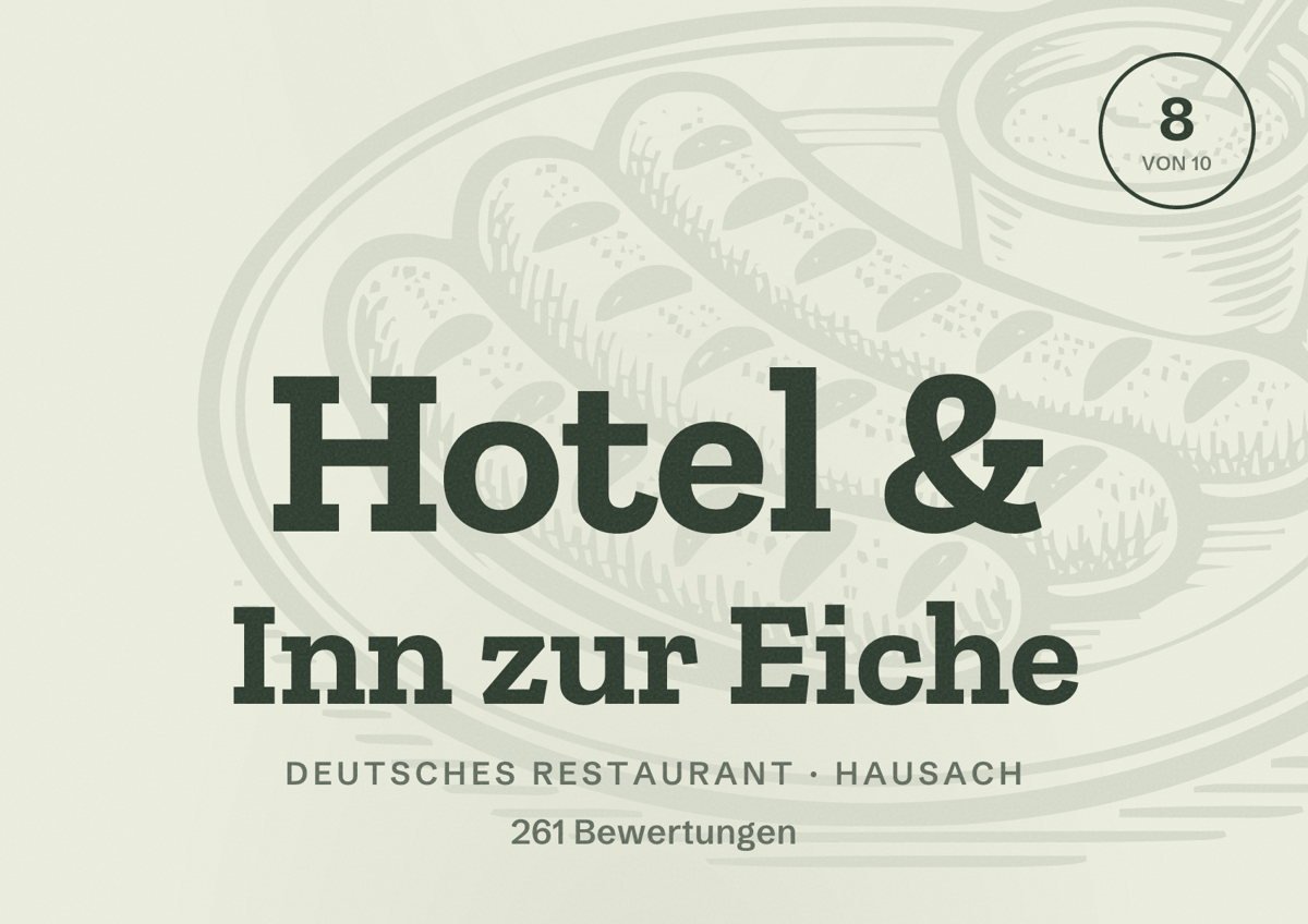 Illustriertes Poster von Hotel & Inn zur Eiche, Deutsches Restaurant in Hausach: Bewertung 8 von 10 aus 261 Bewertungen