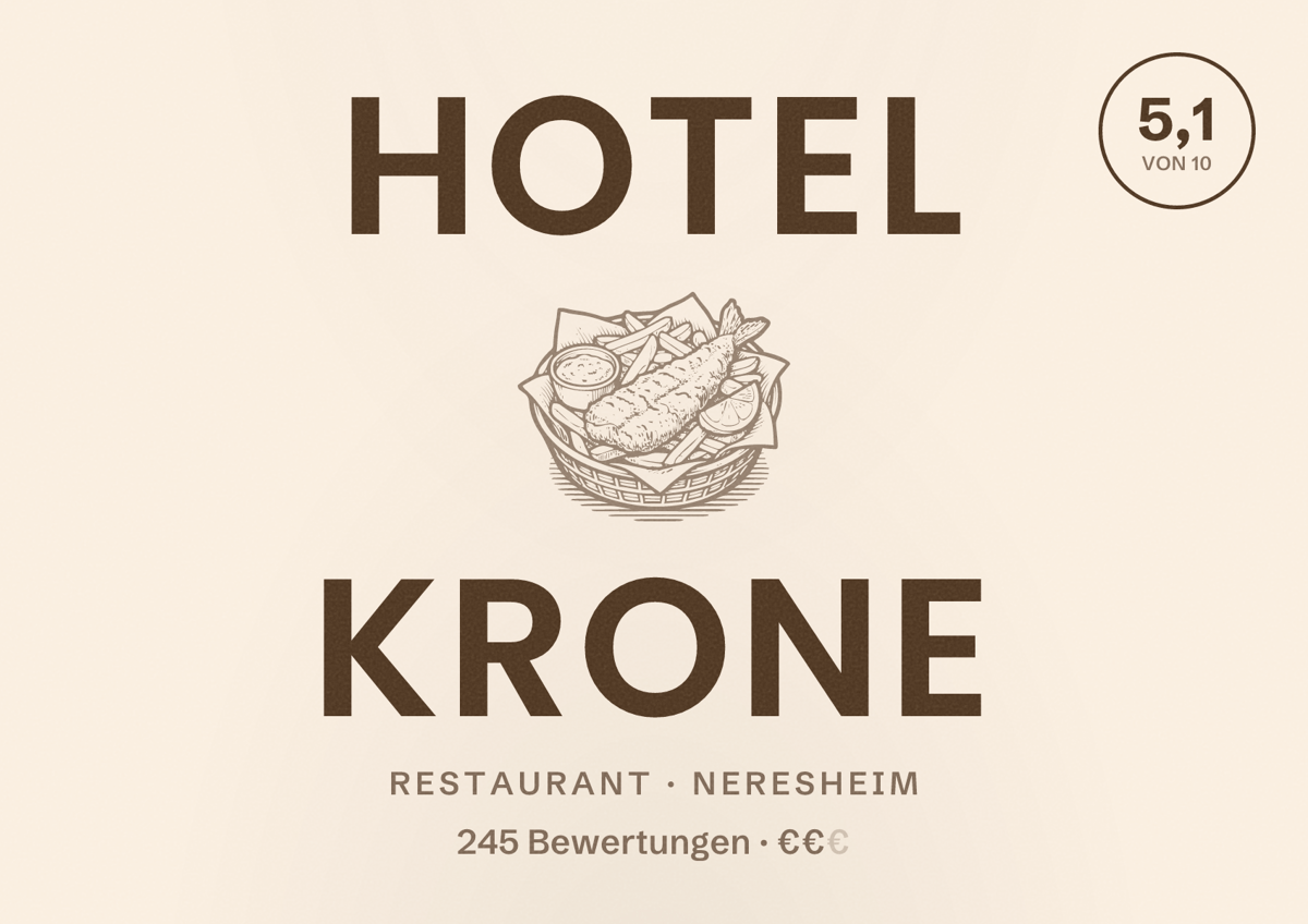 Illustriertes Poster von Hotel Krone, Restaurant in Neresheim: Bewertung 5,1 von 10 aus 245 Bewertungen, Preisniveau €€