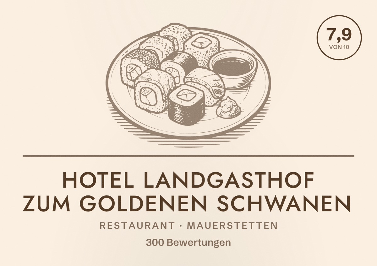 Illustriertes Poster von Hotel Landgasthof Zum Goldenen Schwanen, Restaurant in Mauerstetten: Bewertung 7,9 von 10 aus 300 Bewertungen