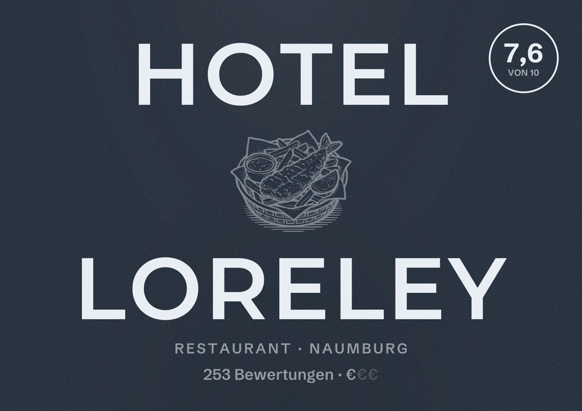 Illustriertes Poster von Hotel Loreley, Restaurant in Naumburg: Bewertung 7,6 von 10 aus 253 Bewertungen, Preisniveau €