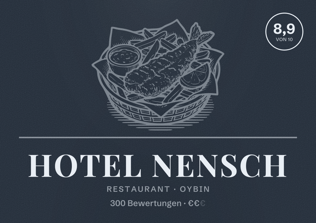 Illustriertes Poster von Hotel Nensch, Restaurant in Oybin: Bewertung 8,9 von 10 aus 300 Bewertungen, Preisniveau €€