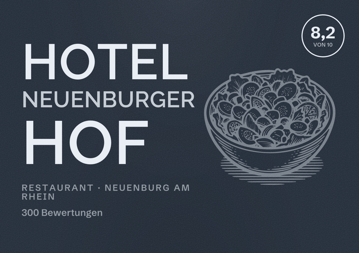 Illustriertes Poster von Hotel Neuenburger Hof, Restaurant in Neuenburg am Rhein: Bewertung 8,2 von 10 aus 300 Bewertungen