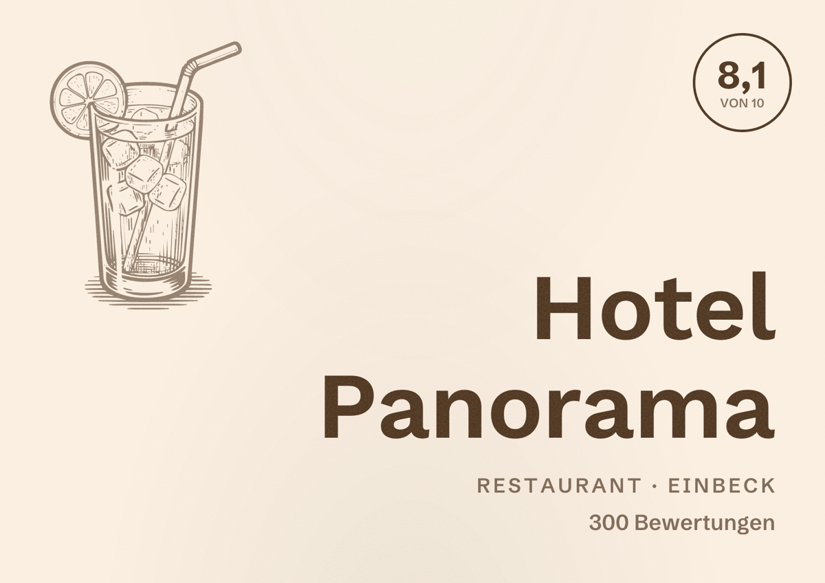 Illustriertes Poster von Hotel Panorama, Restaurant in Einbeck: Bewertung 8,1 von 10 aus 300 Bewertungen