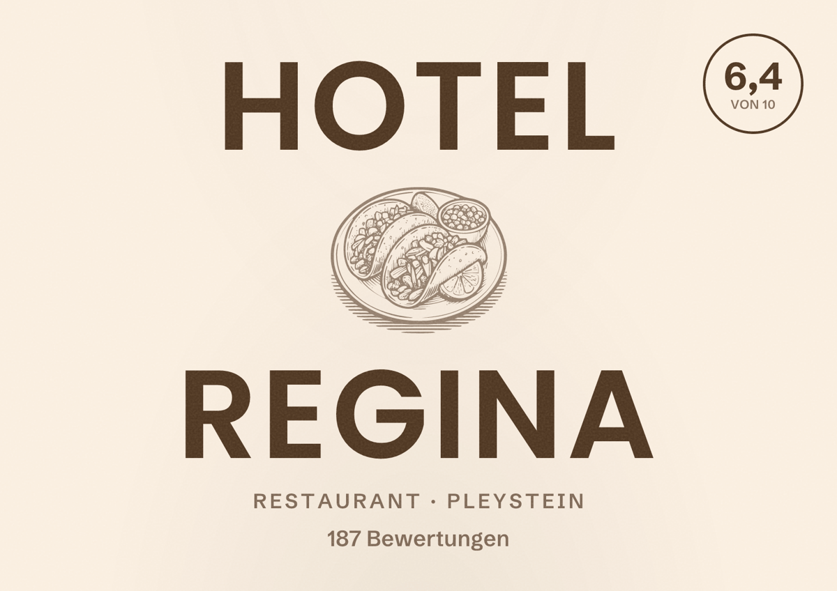 Illustriertes Poster von Hotel Regina, Restaurant in Pleystein: Bewertung 6,4 von 10 aus 187 Bewertungen