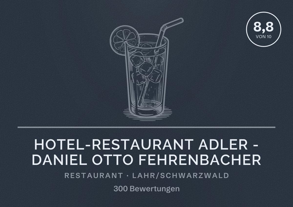 Illustriertes Poster von Hotel-Restaurant Adler - Daniel Otto Fehrenbacher, Restaurant in Lahr/Schwarzwald: Bewertung 8,8 von 10 aus 300 Bewertungen