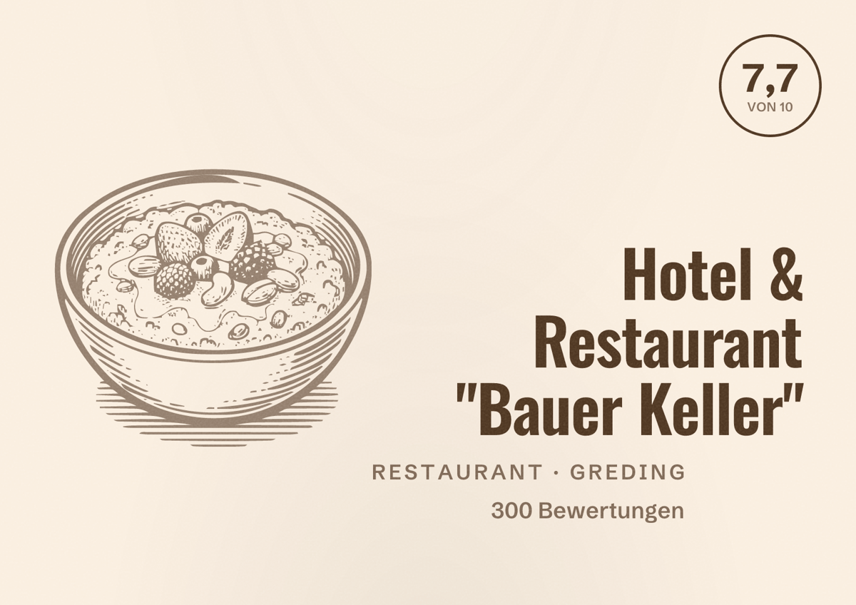 Illustriertes Poster von Hotel & Restaurant "Bauer Keller", Restaurant in Greding: Bewertung 7,7 von 10 aus 300 Bewertungen