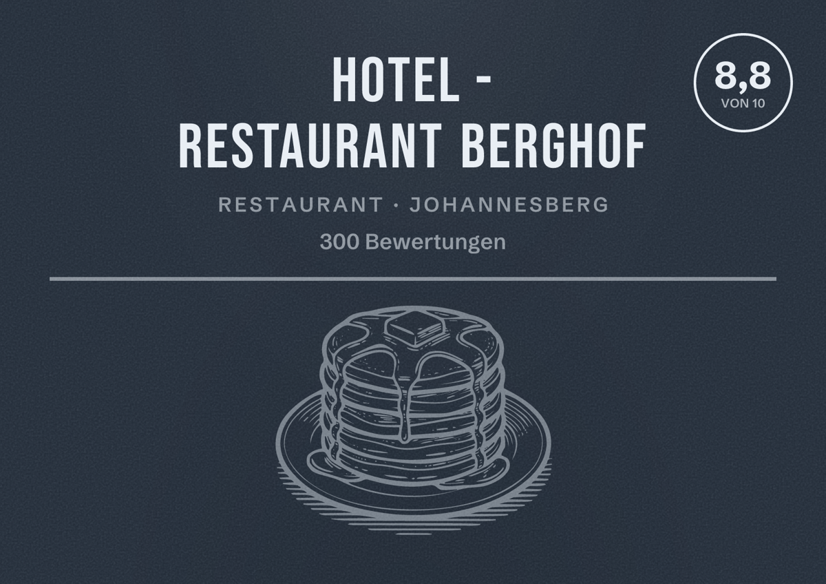 Illustriertes Poster von Hotel - Restaurant Berghof, Restaurant in Johannesberg: Bewertung 8,8 von 10 aus 300 Bewertungen