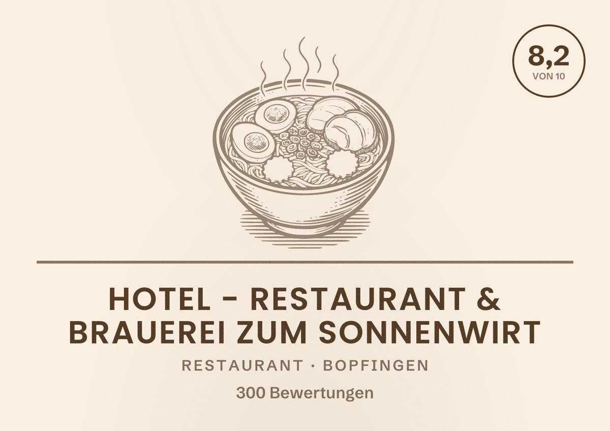 Illustriertes Poster von Hotel - Restaurant & Brauerei Zum Sonnenwirt, Restaurant in Bopfingen: Bewertung 8,2 von 10 aus 300 Bewertungen