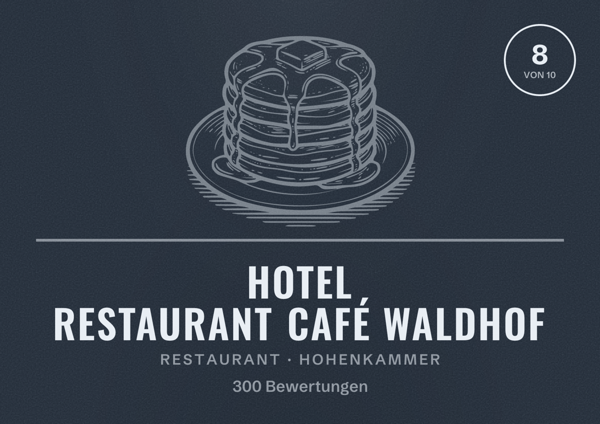 Illustriertes Poster von Hotel Restaurant Café Waldhof, Restaurant in Hohenkammer: Bewertung 8 von 10 aus 300 Bewertungen