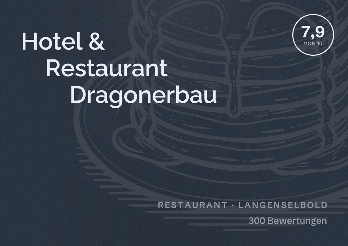 Illustriertes Poster von Hotel & Restaurant Dragonerbau, Restaurant in Langenselbold: Bewertung 7,9 von 10 aus 300 Bewertungen
