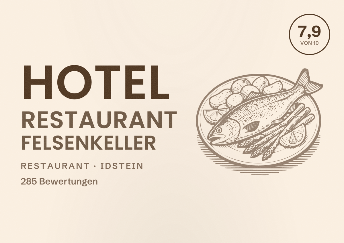 Illustriertes Poster von Hotel Restaurant Felsenkeller, Restaurant in Idstein: Bewertung 7,9 von 10 aus 285 Bewertungen