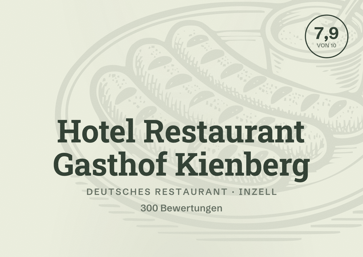 Illustriertes Poster von Hotel Restaurant Gasthof Kienberg, Deutsches Restaurant in Inzell: Bewertung 7,9 von 10 aus 300 Bewertungen