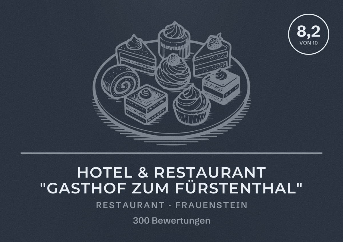 Illustriertes Poster von Hotel & Restaurant "Gasthof zum Fürstenthal", Restaurant in Frauenstein: Bewertung 8,2 von 10 aus 300 Bewertungen