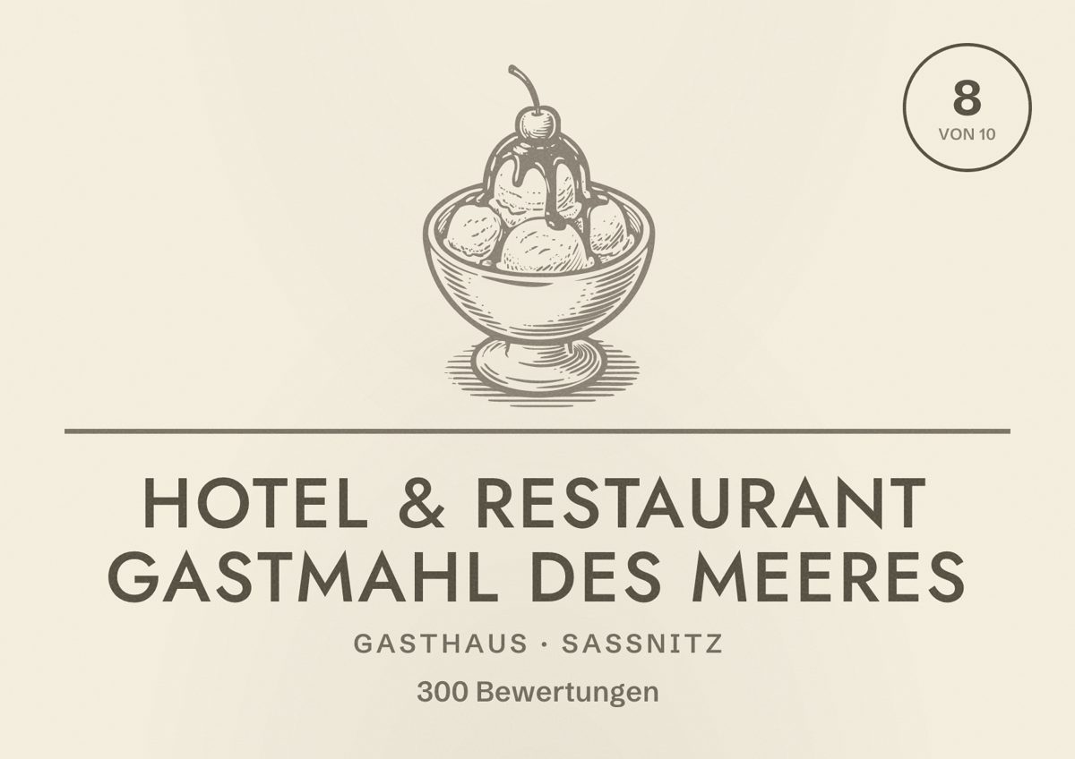 Illustriertes Poster von Hotel & Restaurant Gastmahl des Meeres, Gasthaus in Sassnitz: Bewertung 8 von 10 aus 300 Bewertungen
