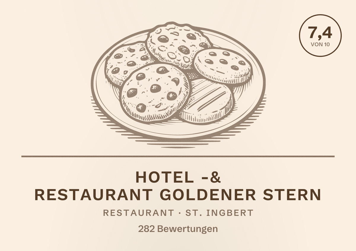 Illustriertes Poster von Hotel -& Restaurant Goldener Stern, Restaurant in St. Ingbert: Bewertung 7,4 von 10 aus 282 Bewertungen