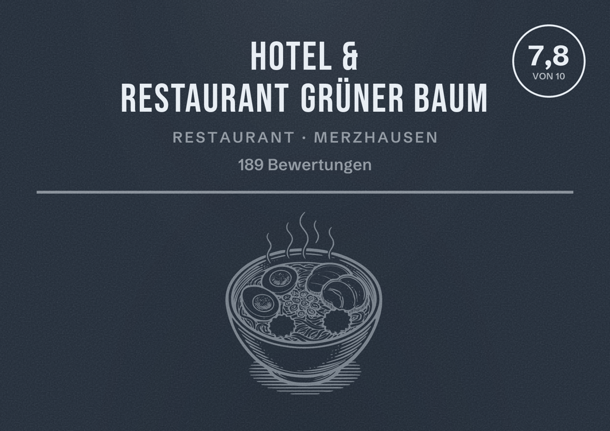 Illustriertes Poster von Hotel & Restaurant Grüner Baum, Restaurant in Merzhausen: Bewertung 7,8 von 10 aus 189 Bewertungen