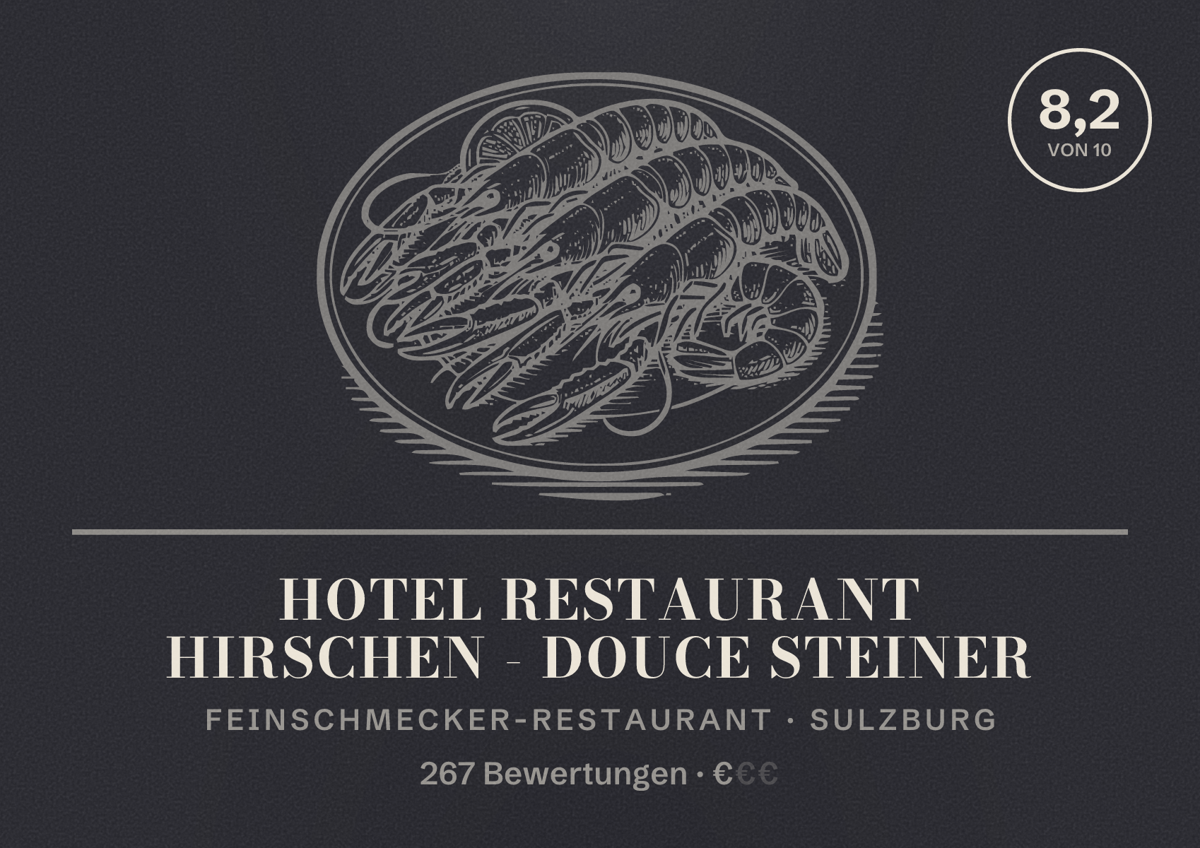Illustriertes Poster von Hotel Restaurant Hirschen - Douce Steiner, Feinschmecker-Restaurant in Sulzburg: Bewertung 8,2 von 10 aus 267 Bewertungen, Preisniveau €