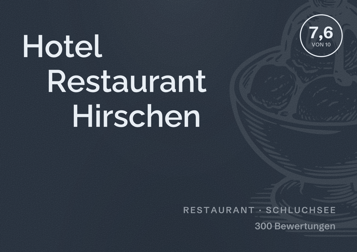 Illustriertes Poster von Hotel Restaurant Hirschen, Restaurant in Schluchsee: Bewertung 7,6 von 10 aus 300 Bewertungen
