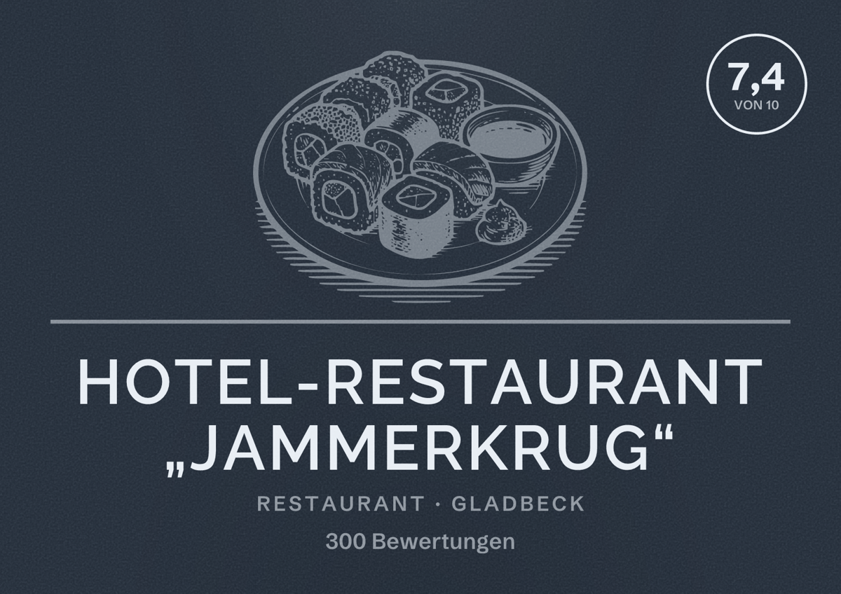 Illustriertes Poster von Hotel-Restaurant „Jammerkrug“, Restaurant in Gladbeck: Bewertung 7,4 von 10 aus 300 Bewertungen
