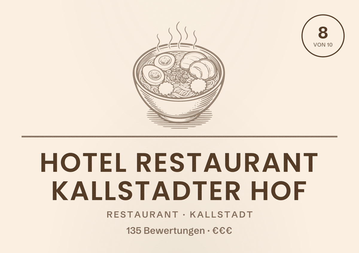Illustriertes Poster von Hotel Restaurant Kallstadter Hof, Restaurant in Kallstadt: Bewertung 8 von 10 aus 135 Bewertungen, Preisniveau €€€