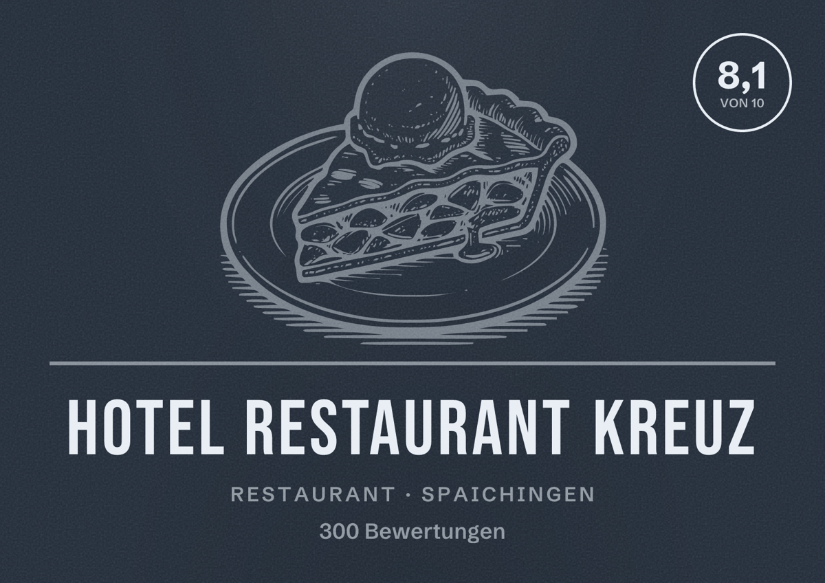 Illustriertes Poster von Hotel Restaurant Kreuz, Restaurant in Spaichingen: Bewertung 8,1 von 10 aus 300 Bewertungen
