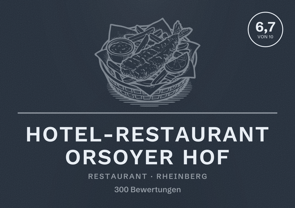 Illustriertes Poster von Hotel-Restaurant Orsoyer Hof, Restaurant in Rheinberg: Bewertung 6,7 von 10 aus 300 Bewertungen