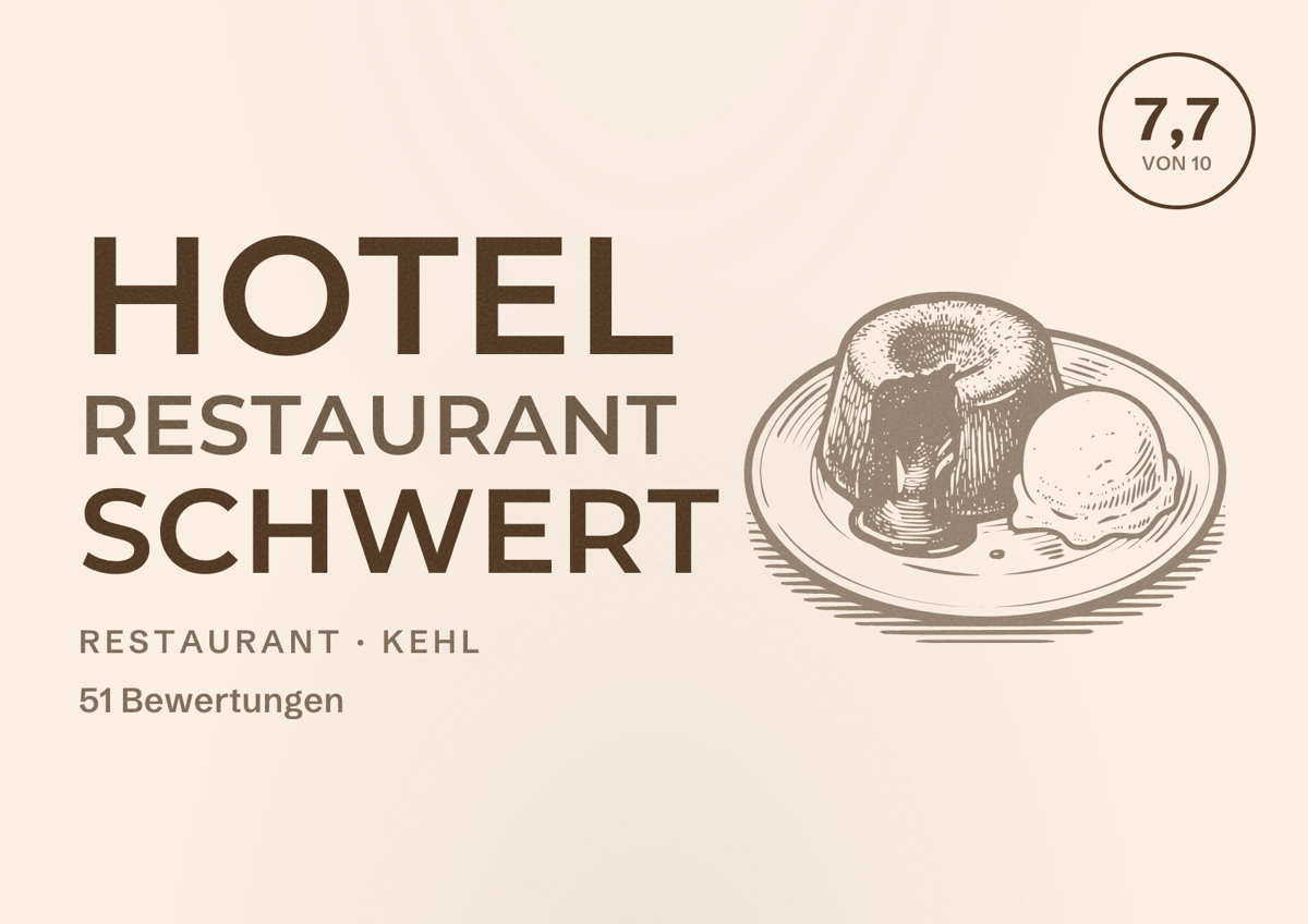 Illustriertes Poster von Hotel Restaurant Schwert, Restaurant in Kehl: Bewertung 7,7 von 10 aus 51 Bewertungen