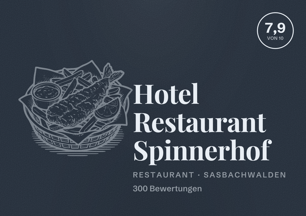 Illustriertes Poster von Hotel Restaurant Spinnerhof, Restaurant in Sasbachwalden: Bewertung 7,9 von 10 aus 300 Bewertungen