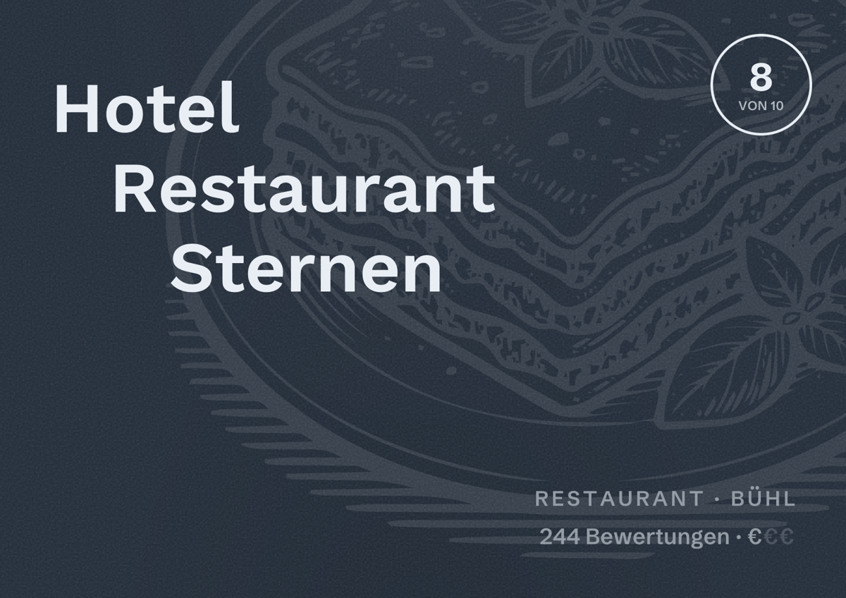 Illustriertes Poster von Hotel Restaurant Sternen, Restaurant in Bühl: Bewertung 8 von 10 aus 244 Bewertungen, Preisniveau €