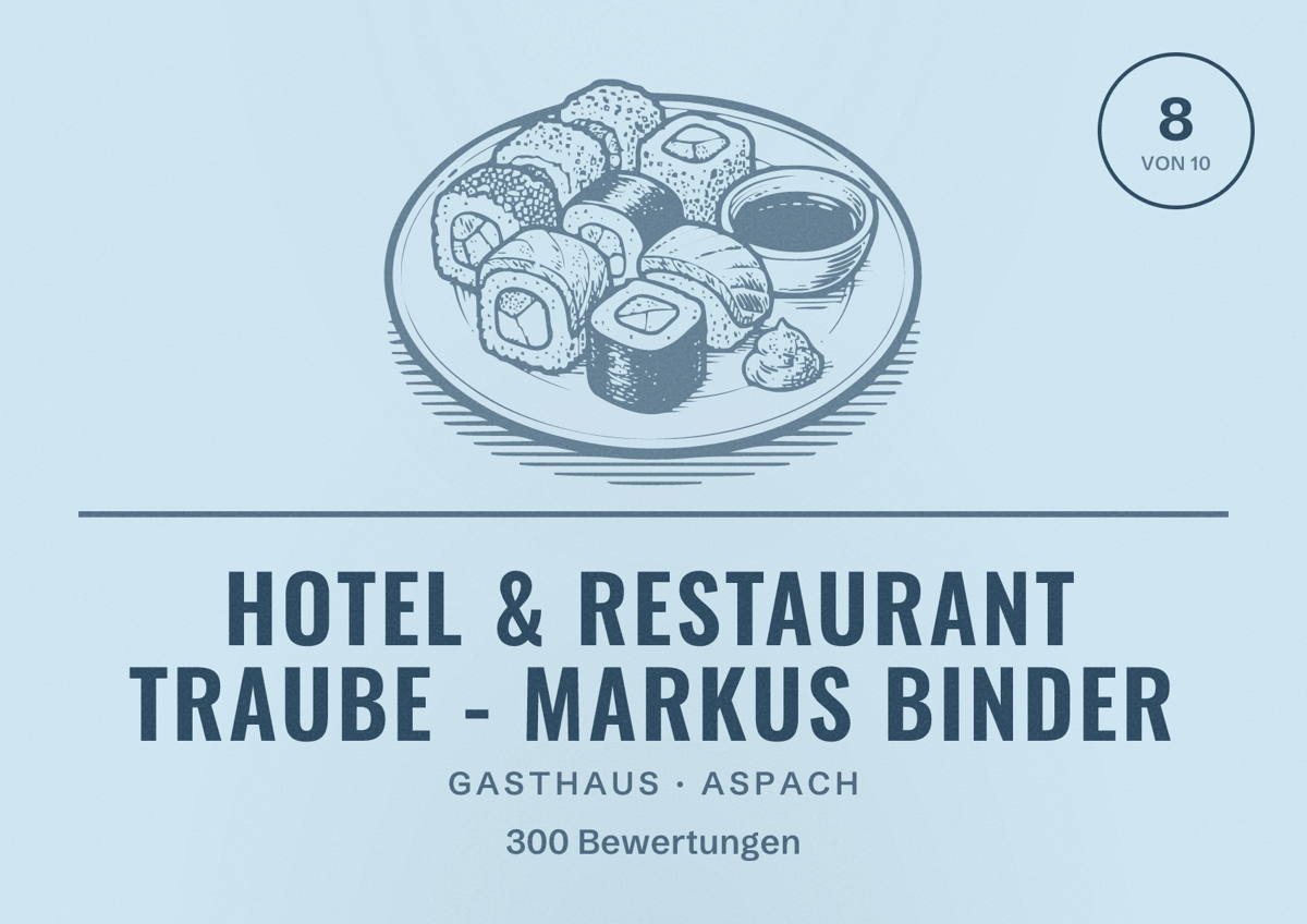 Illustriertes Poster von Hotel & Restaurant Traube - Markus Binder, Gasthaus in Aspach: Bewertung 8 von 10 aus 300 Bewertungen
