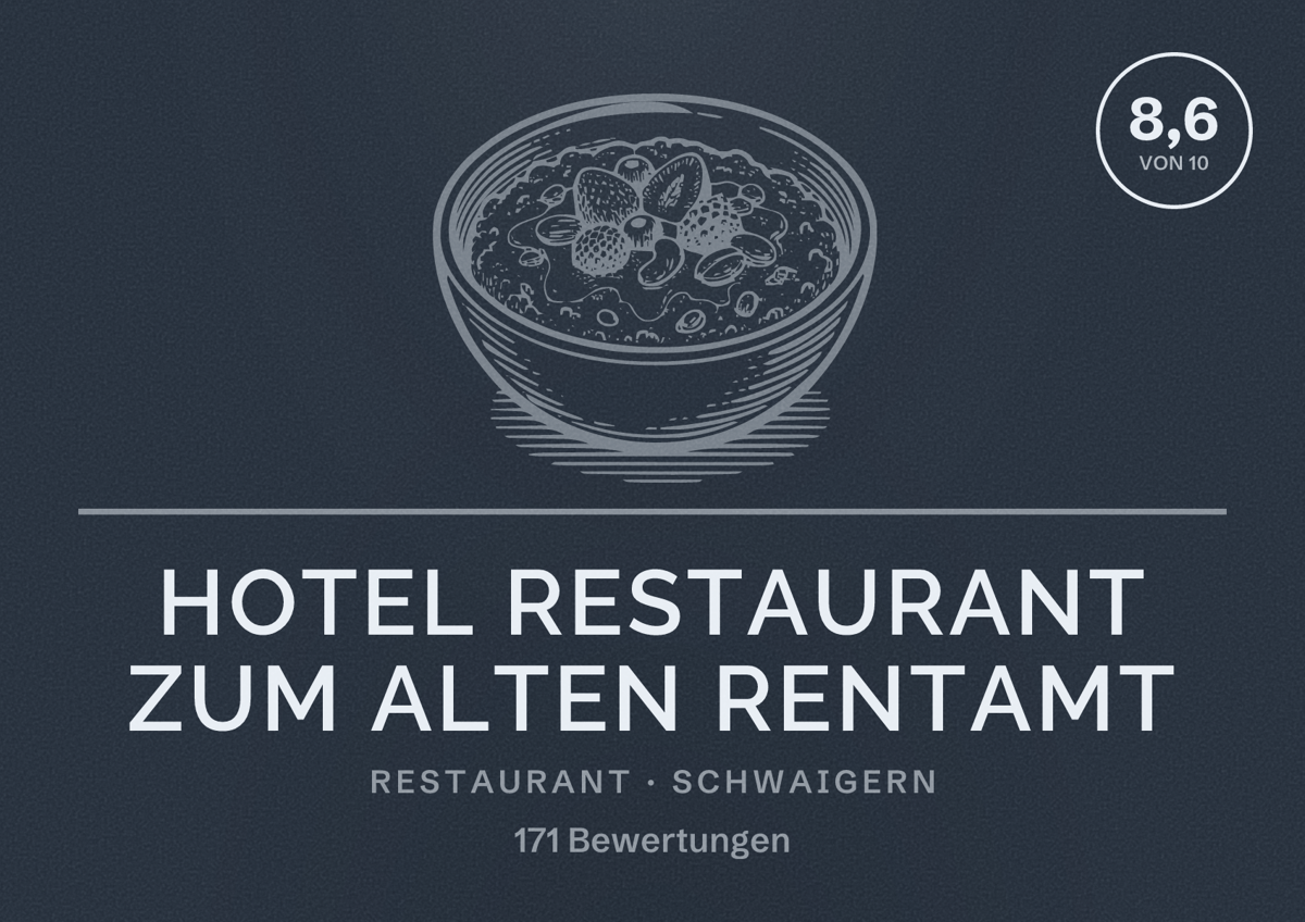 Illustriertes Poster von Hotel Restaurant Zum Alten Rentamt, Restaurant in Schwaigern: Bewertung 8,6 von 10 aus 171 Bewertungen