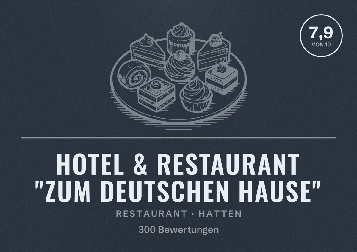 Illustriertes Poster von Hotel & Restaurant "Zum Deutschen Hause", Restaurant in Hatten: Bewertung 7,9 von 10 aus 300 Bewertungen