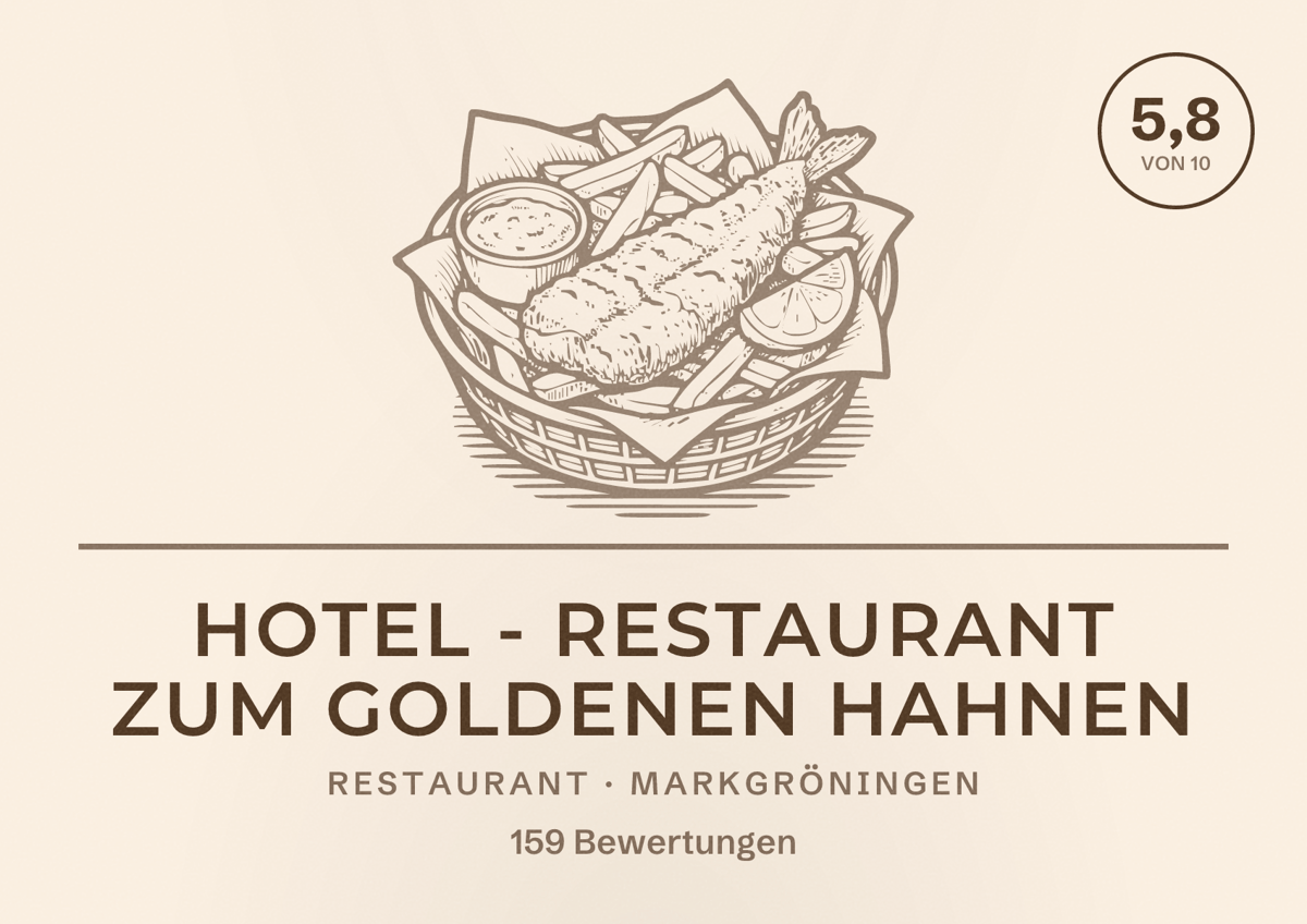 Illustriertes Poster von Hotel - Restaurant Zum Goldenen Hahnen, Restaurant in Markgröningen: Bewertung 5,8 von 10 aus 159 Bewertungen