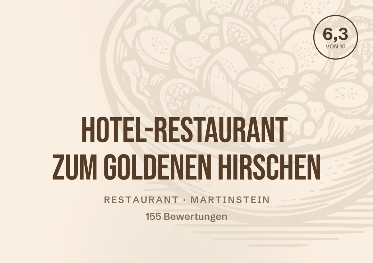 Illustriertes Poster von Hotel-Restaurant Zum goldenen Hirschen, Restaurant in Martinstein: Bewertung 6,3 von 10 aus 155 Bewertungen