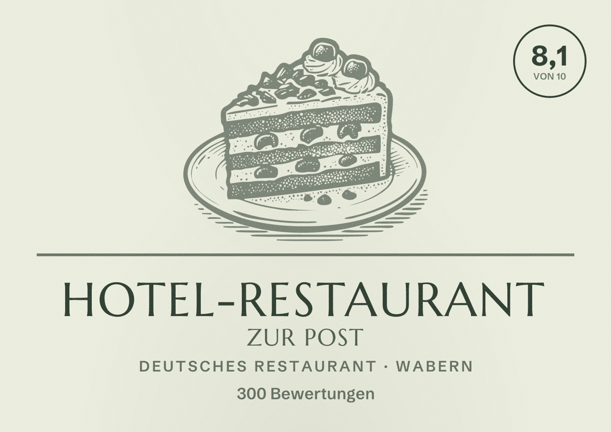 Illustriertes Poster von Hotel-Restaurant zur Post, Deutsches Restaurant in Wabern: Bewertung 8,1 von 10 aus 300 Bewertungen