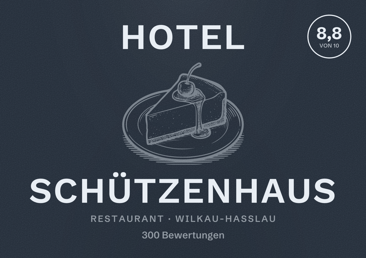 Illustriertes Poster von Hotel Schützenhaus, Restaurant in Wilkau-Haßlau: Bewertung 8,8 von 10 aus 300 Bewertungen