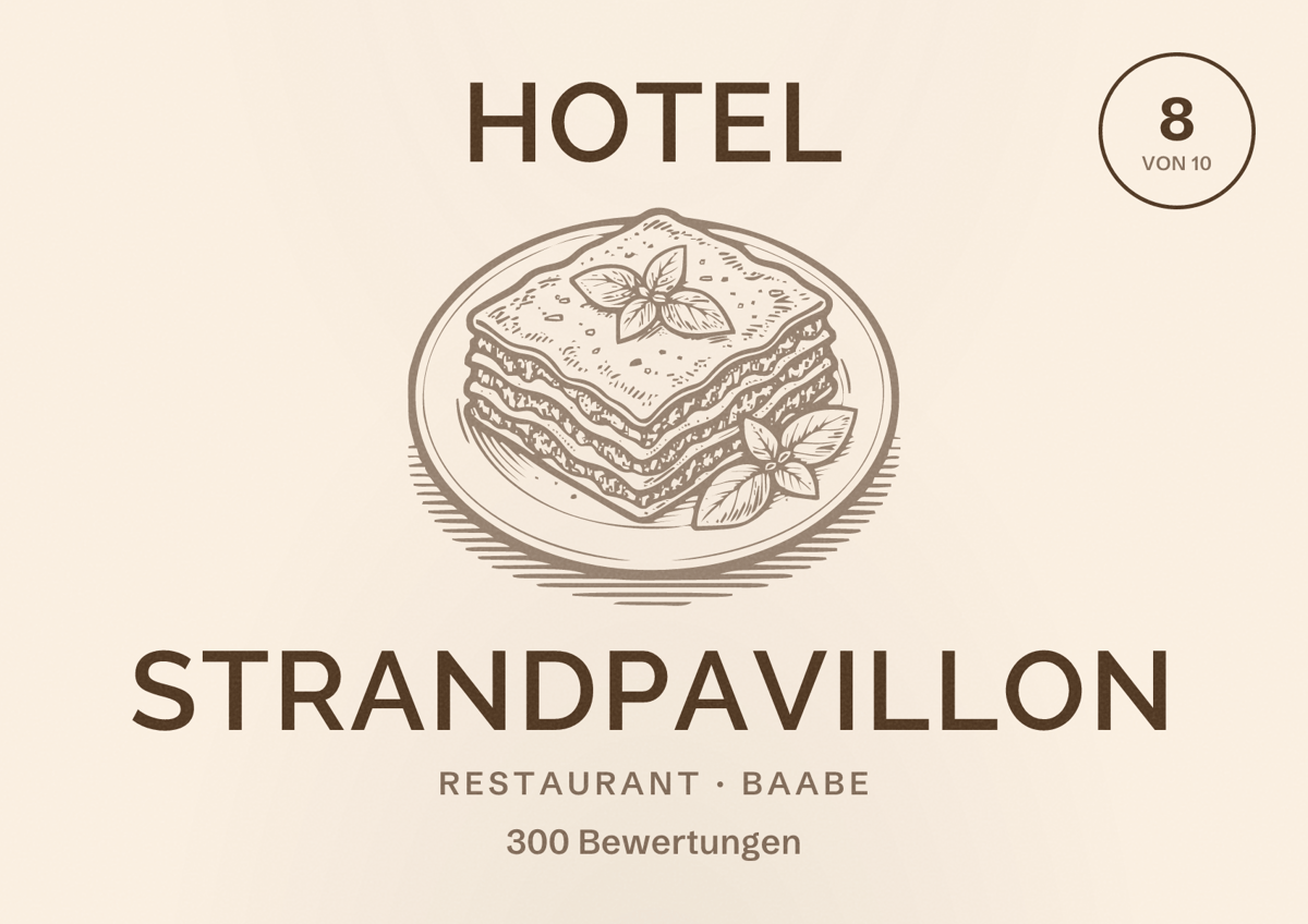 Illustriertes Poster von Hotel Strandpavillon, Restaurant in Baabe: Bewertung 8 von 10 aus 300 Bewertungen