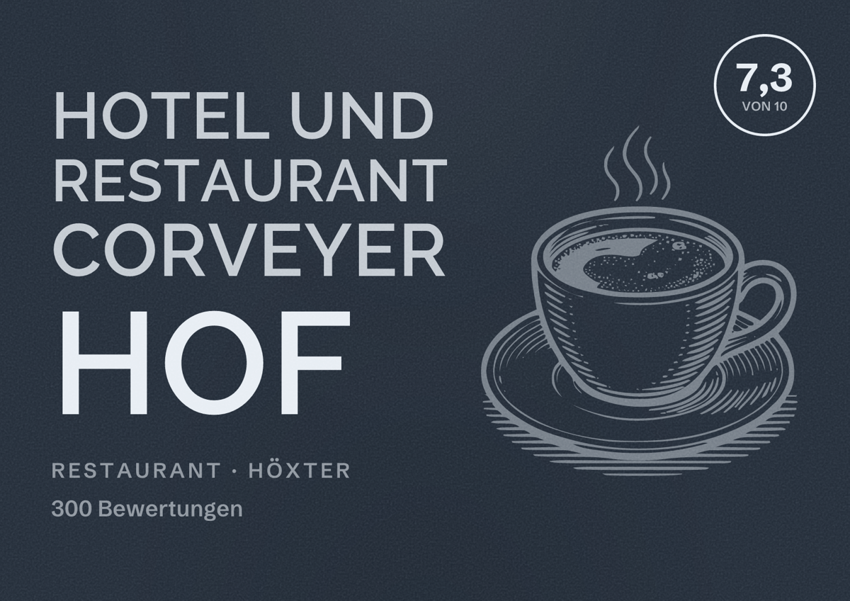 Illustriertes Poster von Hotel und Restaurant Corveyer Hof, Restaurant in Höxter: Bewertung 7,3 von 10 aus 300 Bewertungen