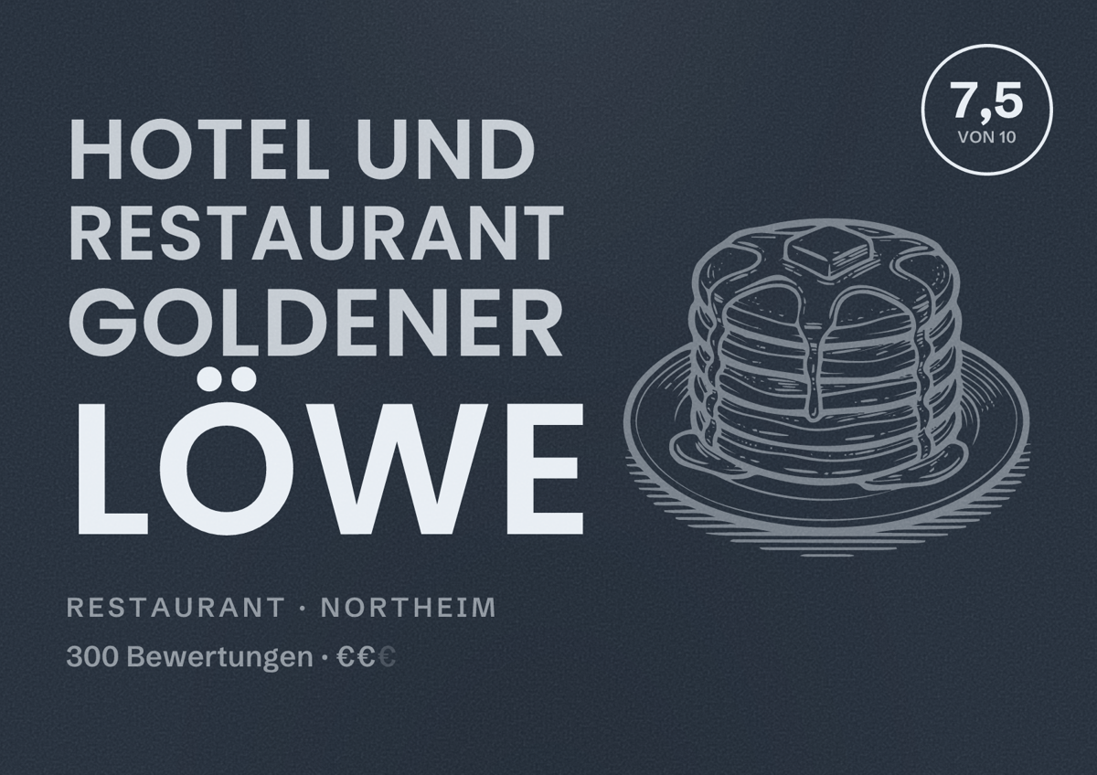 Illustriertes Poster von Hotel und Restaurant Goldener Löwe, Restaurant in Northeim: Bewertung 7,5 von 10 aus 300 Bewertungen, Preisniveau €€