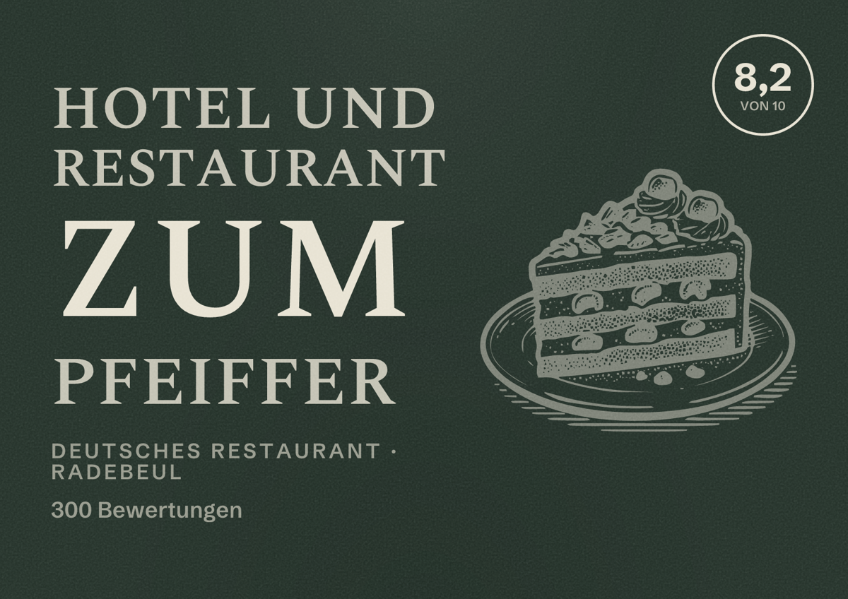 Illustriertes Poster von Hotel und Restaurant Zum Pfeiffer, Deutsches Restaurant in Radebeul: Bewertung 8,2 von 10 aus 300 Bewertungen