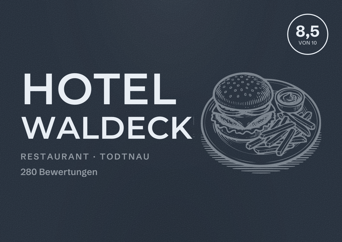 Illustriertes Poster von Hotel Waldeck, Restaurant in Todtnau: Bewertung 8,5 von 10 aus 280 Bewertungen